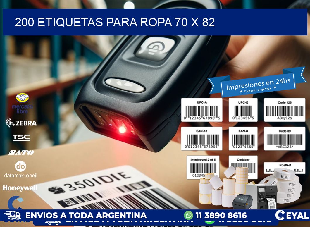 200 ETIQUETAS PARA ROPA 70 x 82