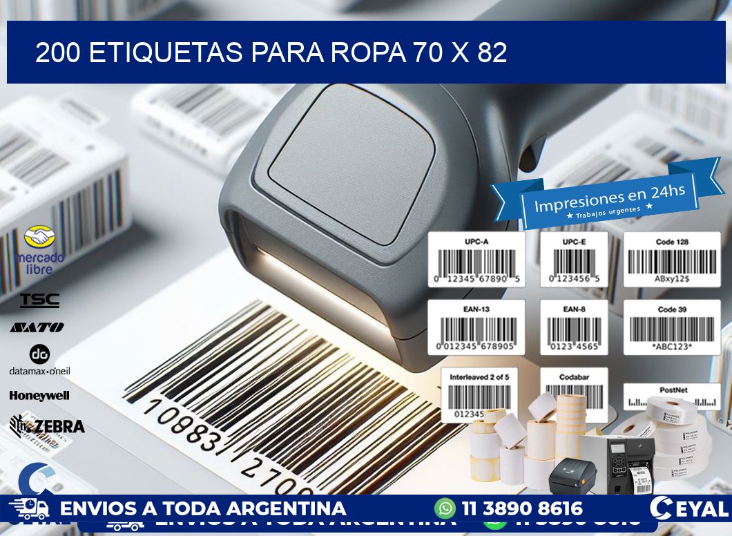 200 ETIQUETAS PARA ROPA 70 x 82