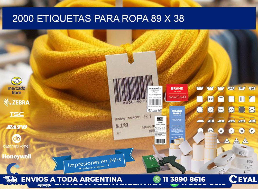2000 ETIQUETAS PARA ROPA 89 x 38