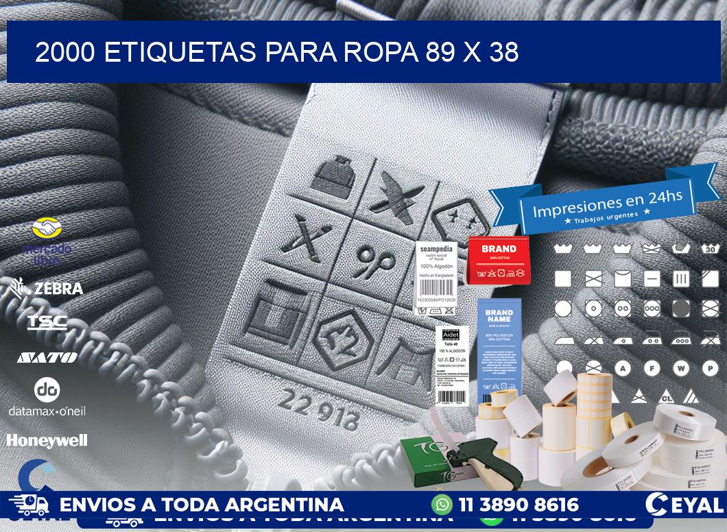 2000 ETIQUETAS PARA ROPA 89 x 38