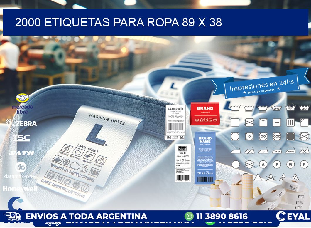 2000 ETIQUETAS PARA ROPA 89 x 38