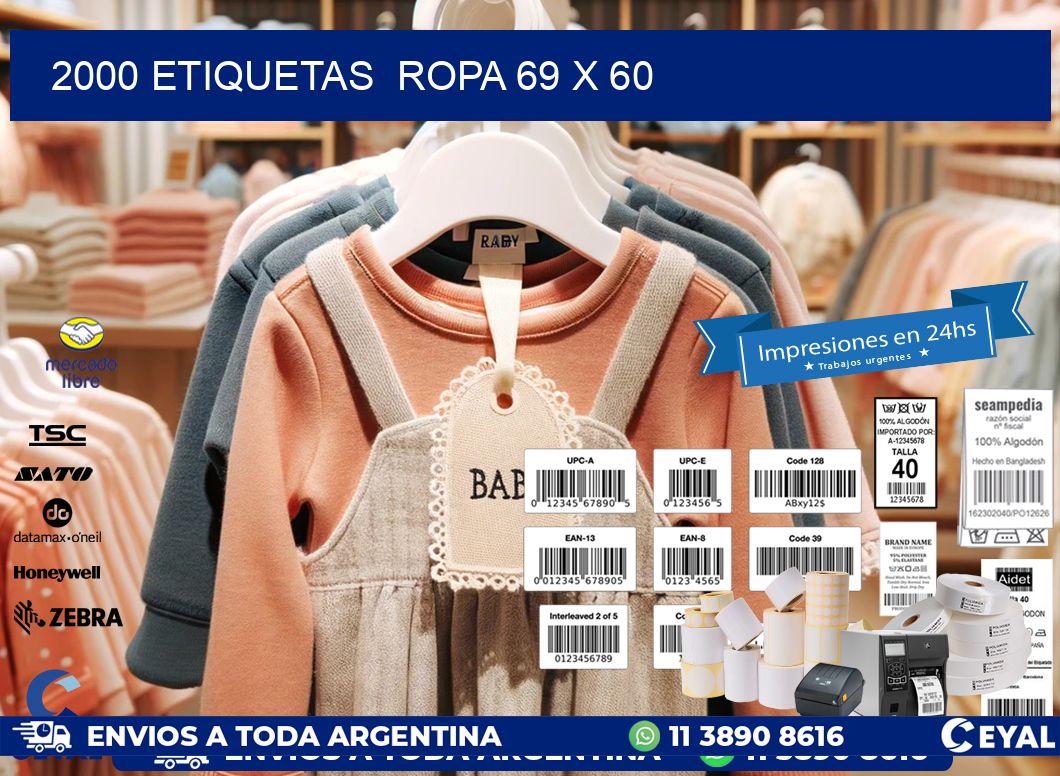 2000 ETIQUETAS  ROPA 69 x 60
