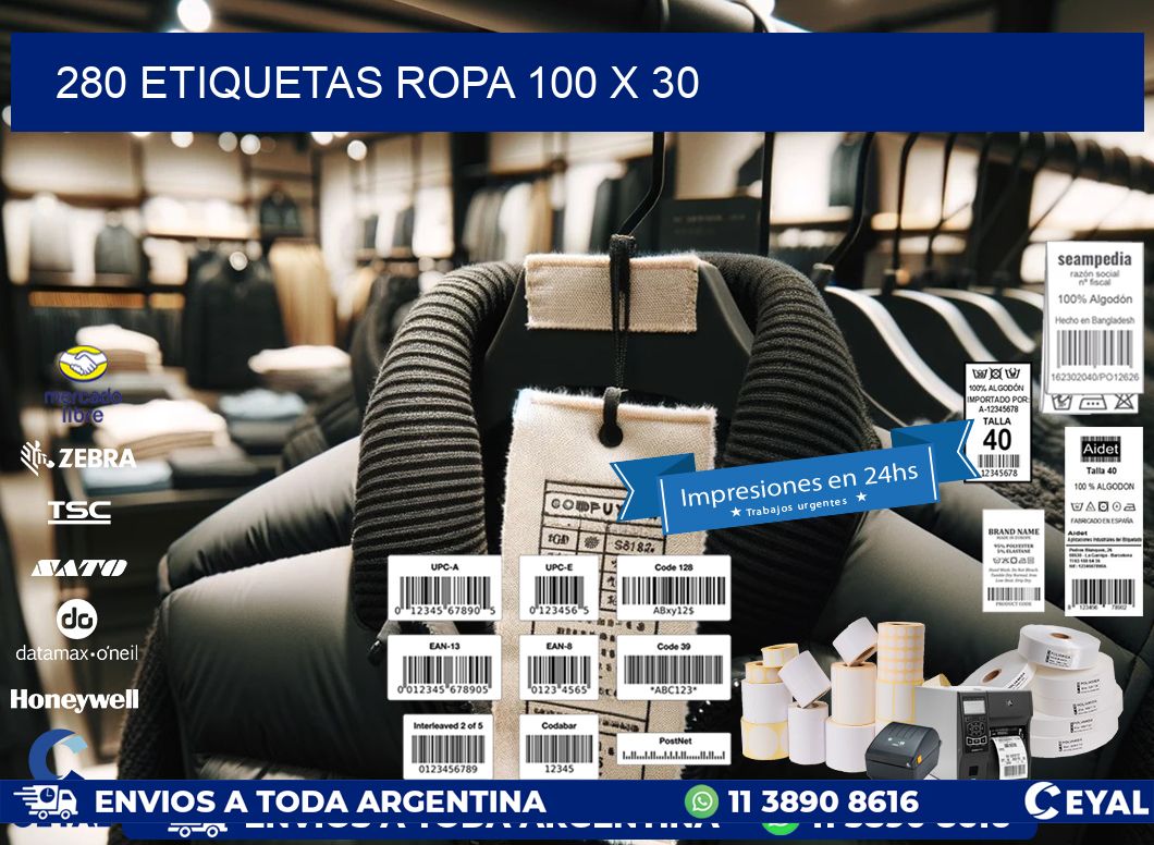 280 ETIQUETAS ROPA 100 x 30