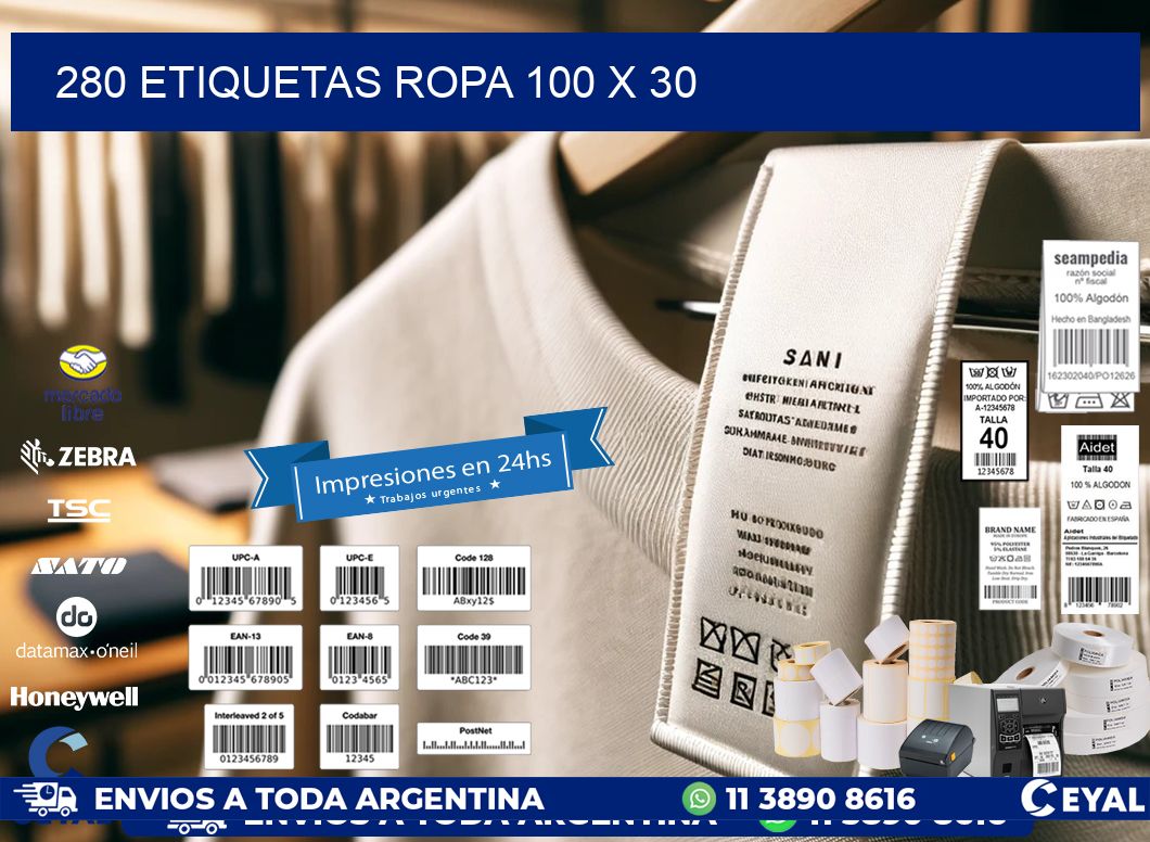 280 ETIQUETAS ROPA 100 x 30