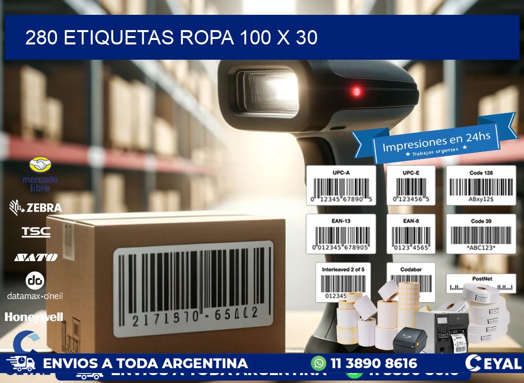 280 ETIQUETAS ROPA 100 x 30
