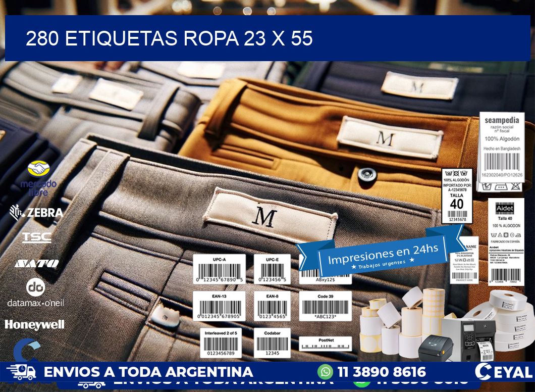 280 ETIQUETAS ROPA 23 x 55