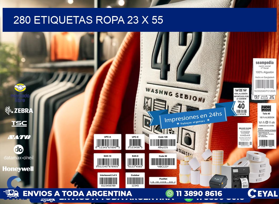 280 ETIQUETAS ROPA 23 x 55