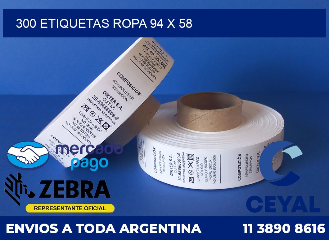 300 ETIQUETAS ROPA 94 x 58