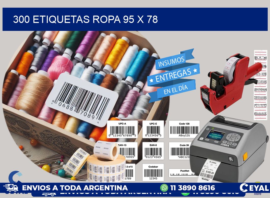 300 ETIQUETAS ROPA 95 x 78