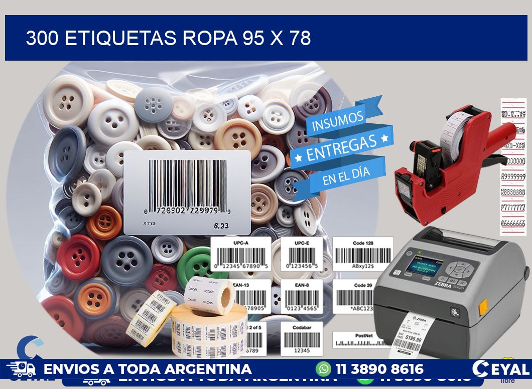 300 ETIQUETAS ROPA 95 x 78