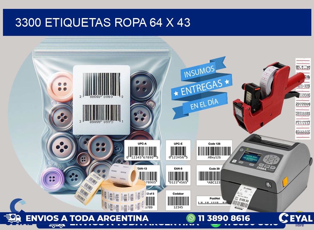 3300 ETIQUETAS ROPA 64 x 43