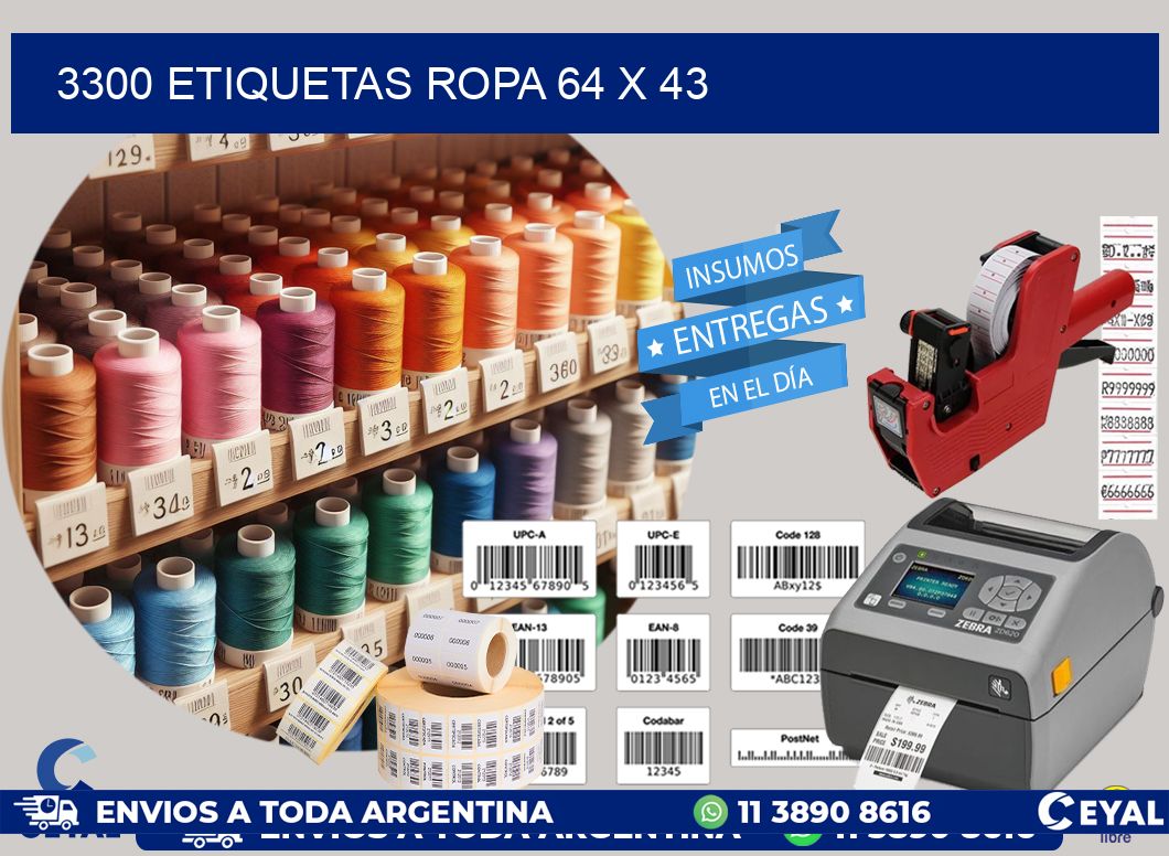 3300 ETIQUETAS ROPA 64 x 43