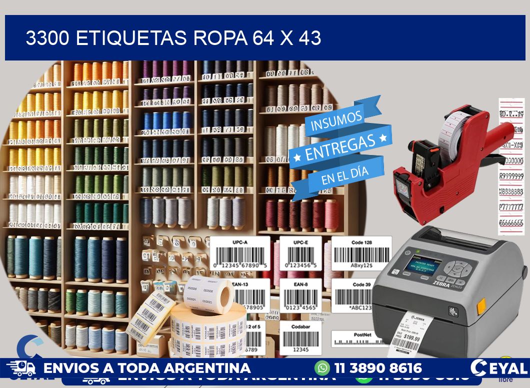 3300 ETIQUETAS ROPA 64 x 43