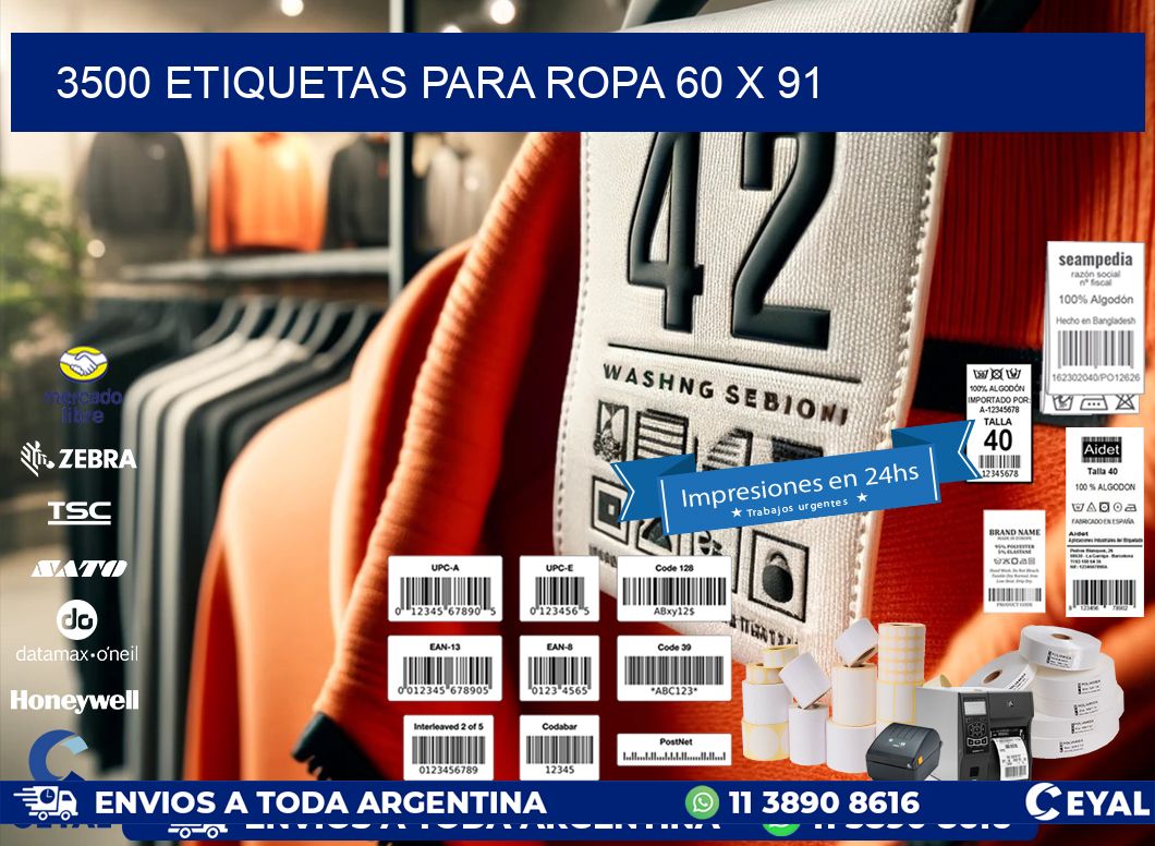 3500 ETIQUETAS PARA ROPA 60 x 91