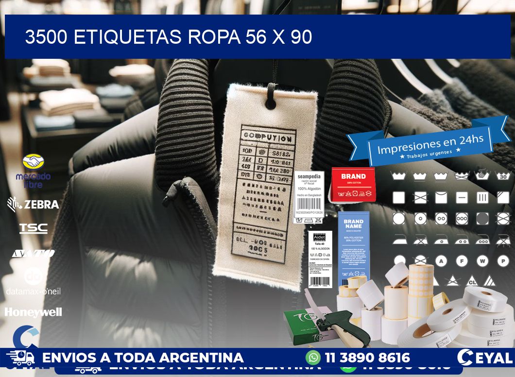 3500 ETIQUETAS ROPA 56 x 90