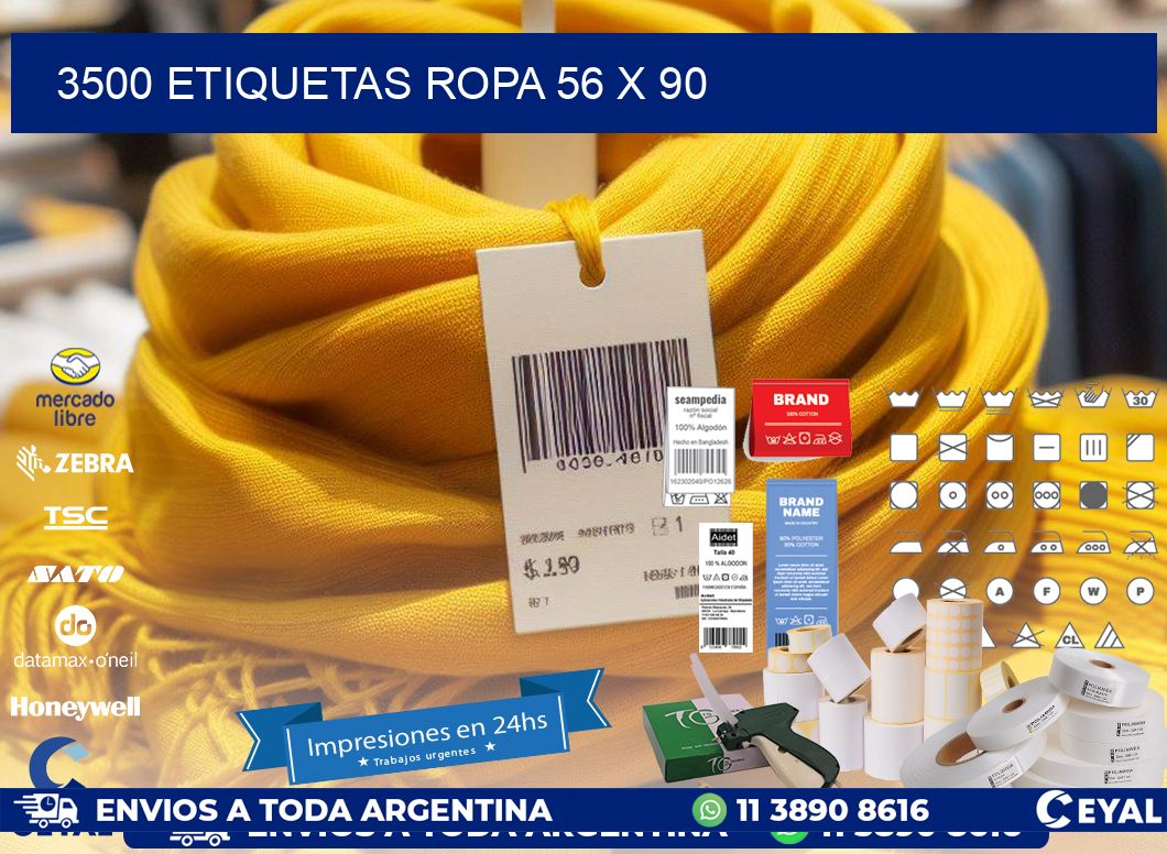 3500 ETIQUETAS ROPA 56 x 90