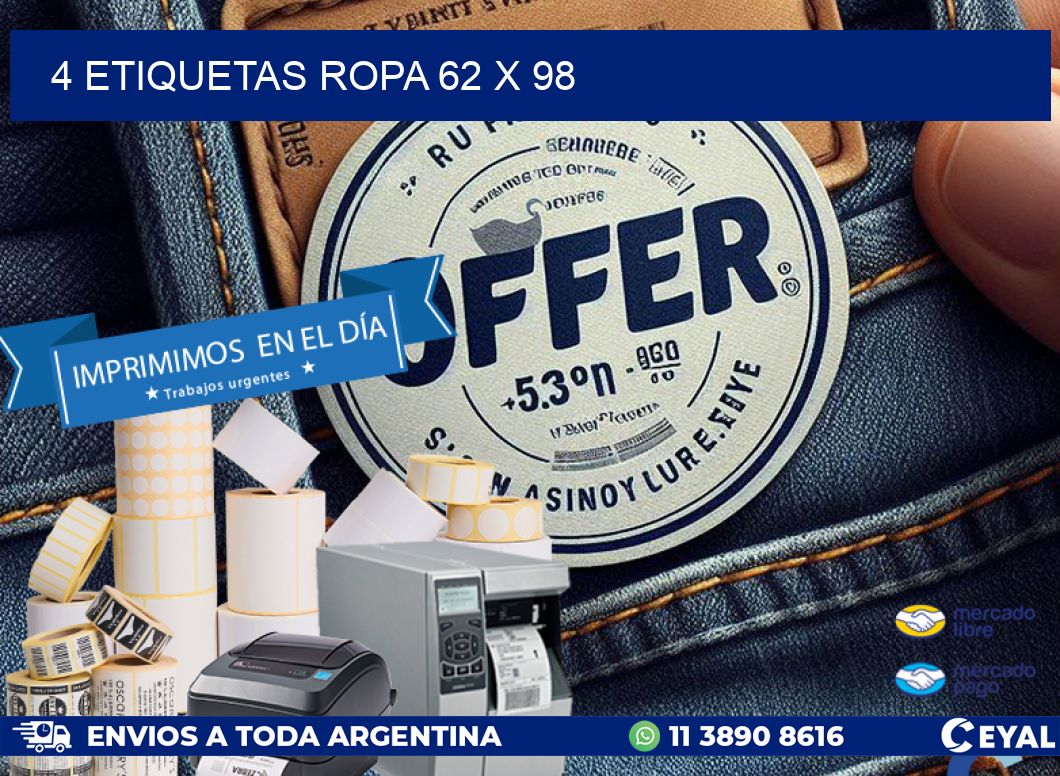 4 ETIQUETAS ROPA 62 x 98