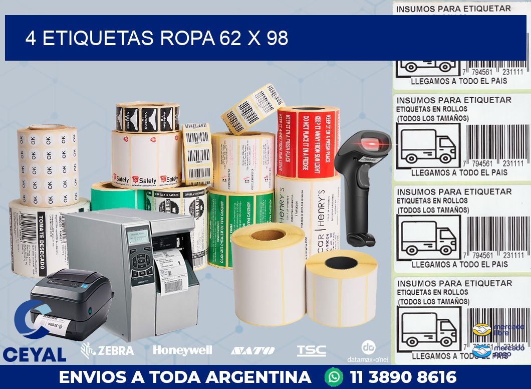 4 ETIQUETAS ROPA 62 x 98