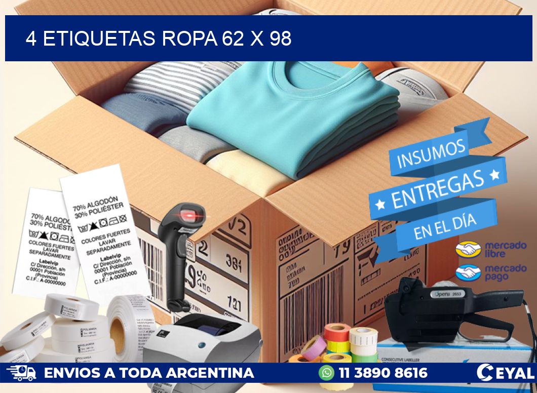4 ETIQUETAS ROPA 62 x 98