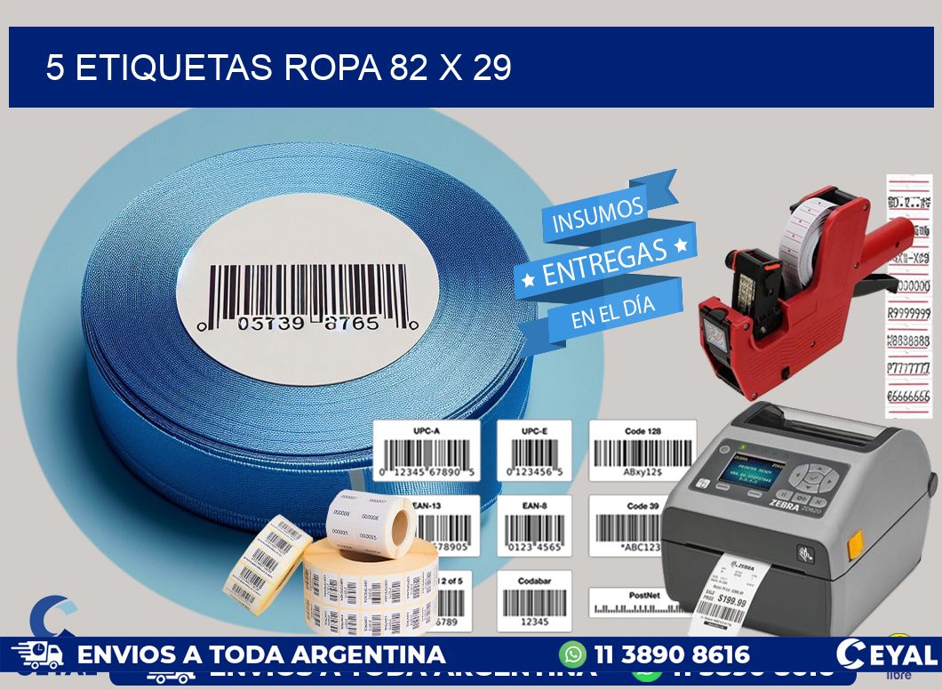 5 ETIQUETAS ROPA 82 x 29