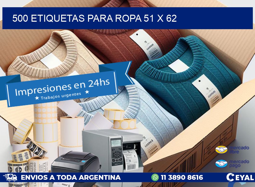 500 ETIQUETAS PARA ROPA 51 x 62