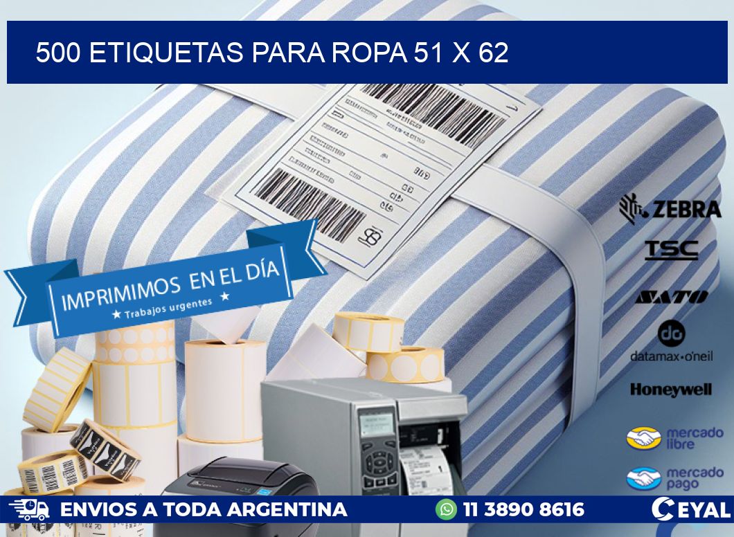 500 ETIQUETAS PARA ROPA 51 x 62