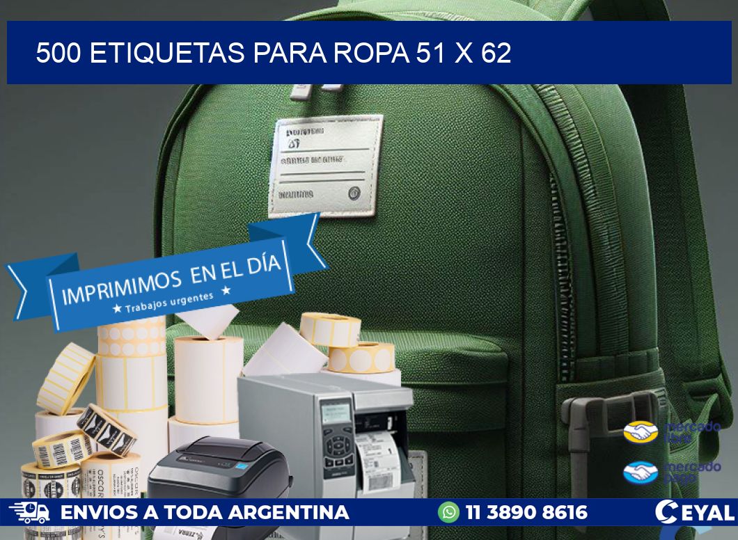 500 ETIQUETAS PARA ROPA 51 x 62