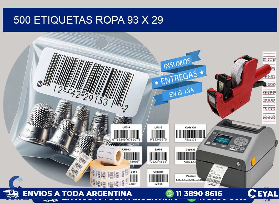 500 ETIQUETAS ROPA 93 x 29