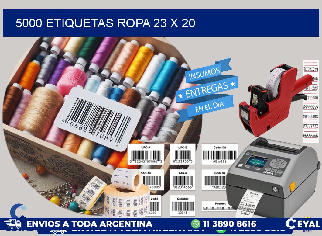 5000 ETIQUETAS ROPA 23 x 20