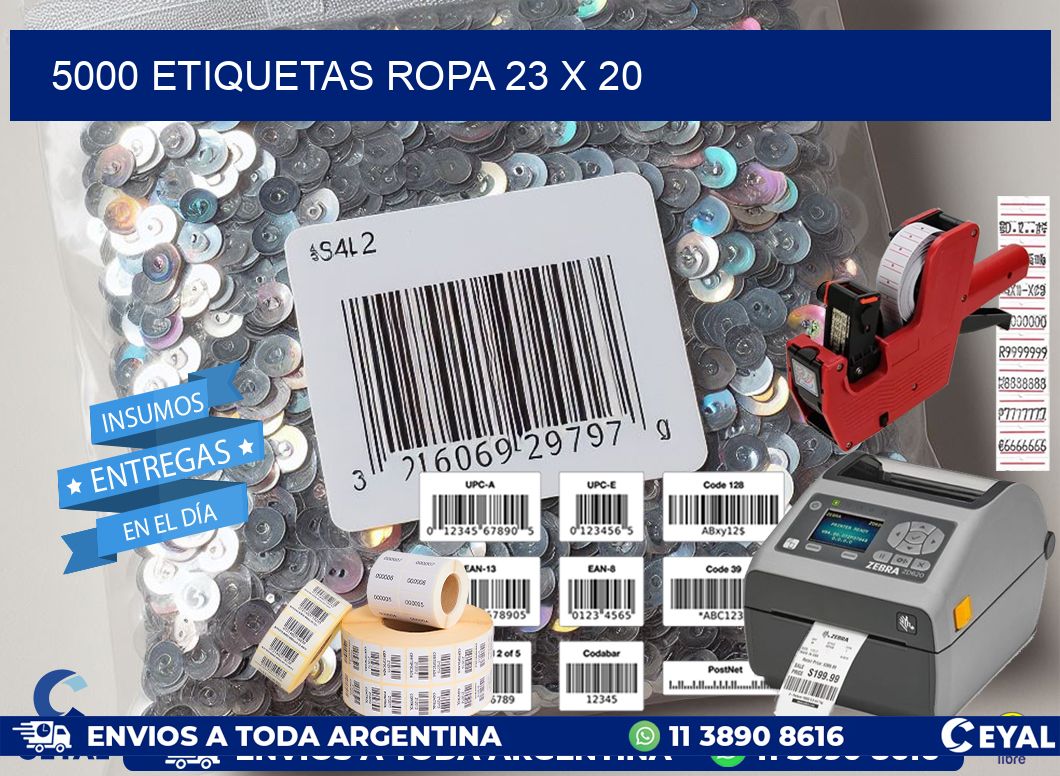 5000 ETIQUETAS ROPA 23 x 20