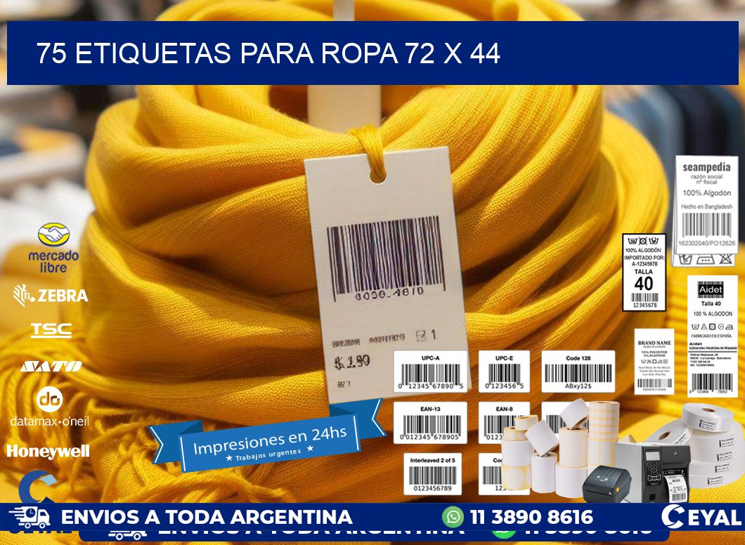 75 ETIQUETAS PARA ROPA 72 x 44