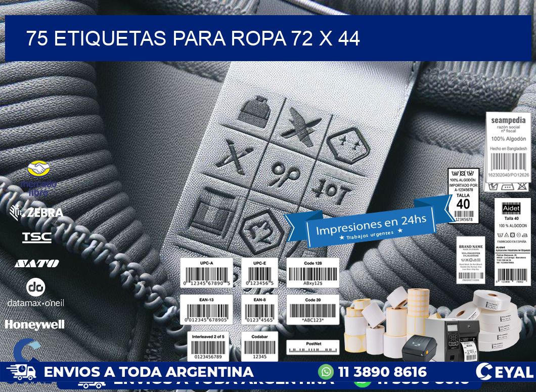 75 ETIQUETAS PARA ROPA 72 x 44