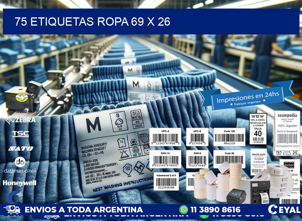 75 ETIQUETAS ROPA 69 x 26