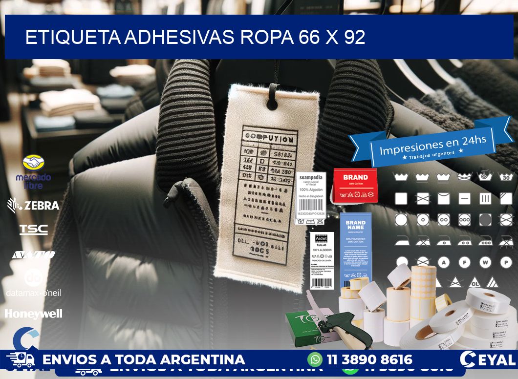 ETIQUETA ADHESIVAS ROPA 66 x 92