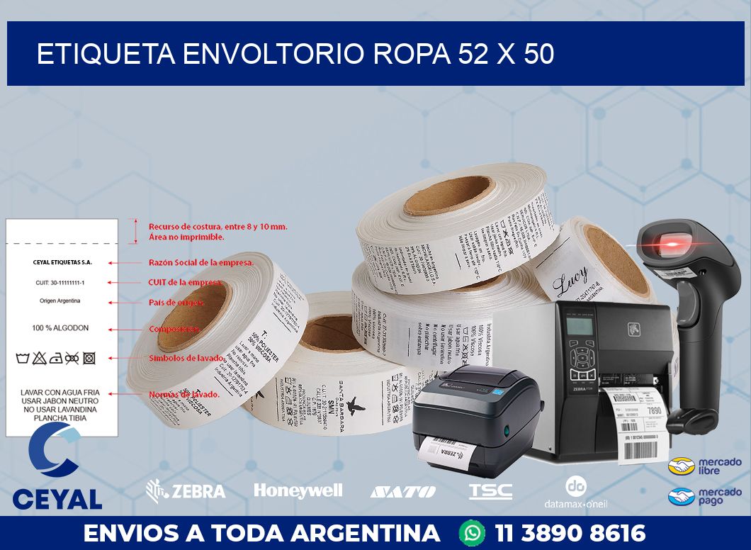 ETIQUETA ENVOLTORIO ROPA 52 x 50
