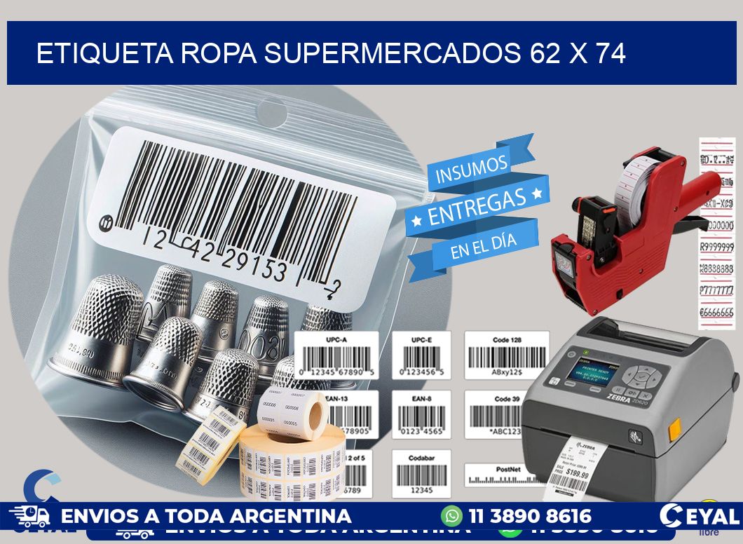 ETIQUETA ROPA SUPERMERCADOS 62 x 74