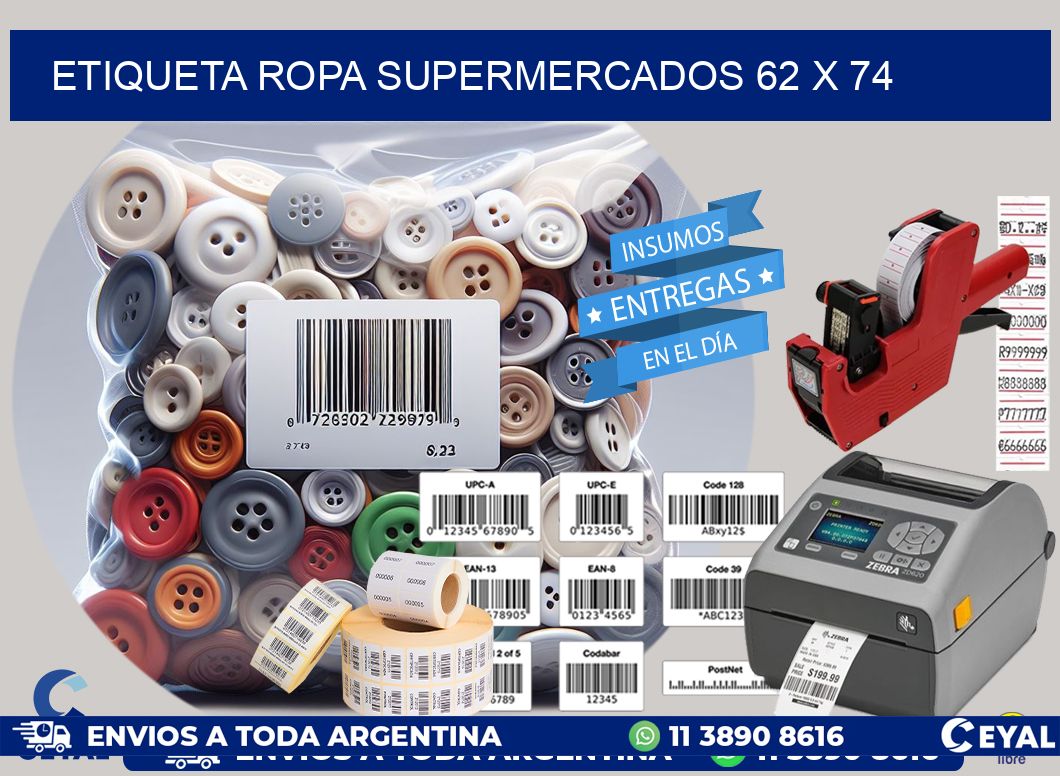 ETIQUETA ROPA SUPERMERCADOS 62 x 74