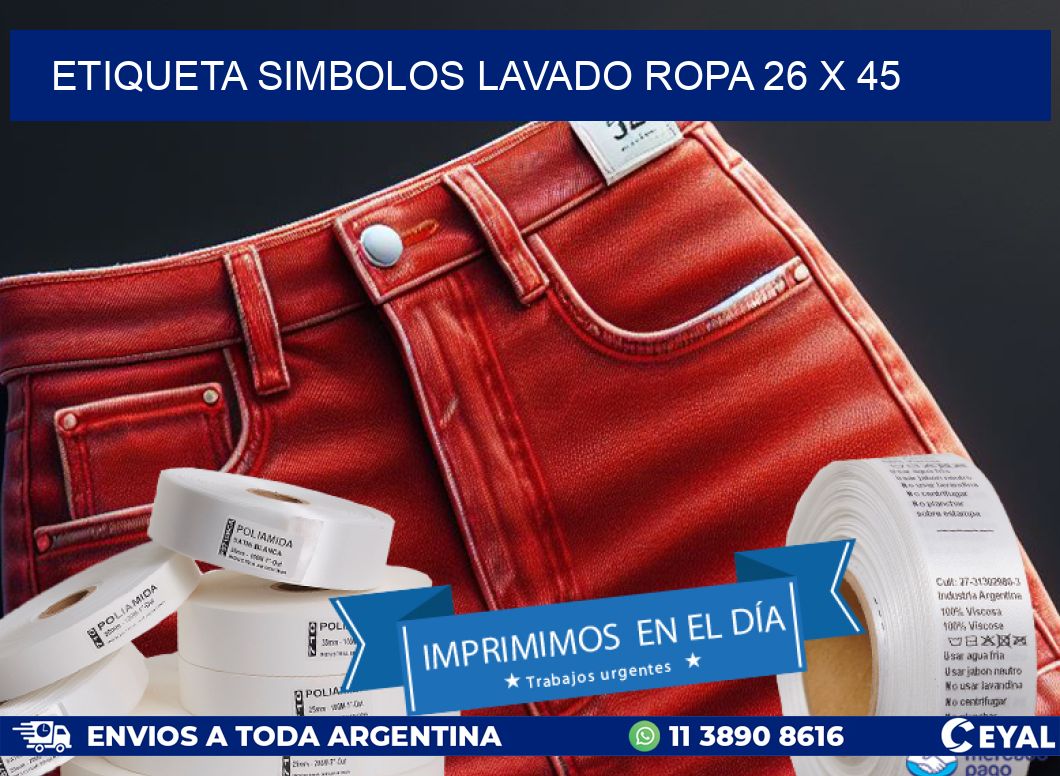 ETIQUETA SIMBOLOS LAVADO ROPA 26 x 45