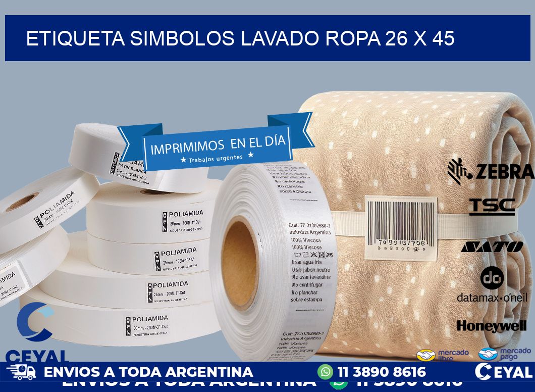 ETIQUETA SIMBOLOS LAVADO ROPA 26 x 45