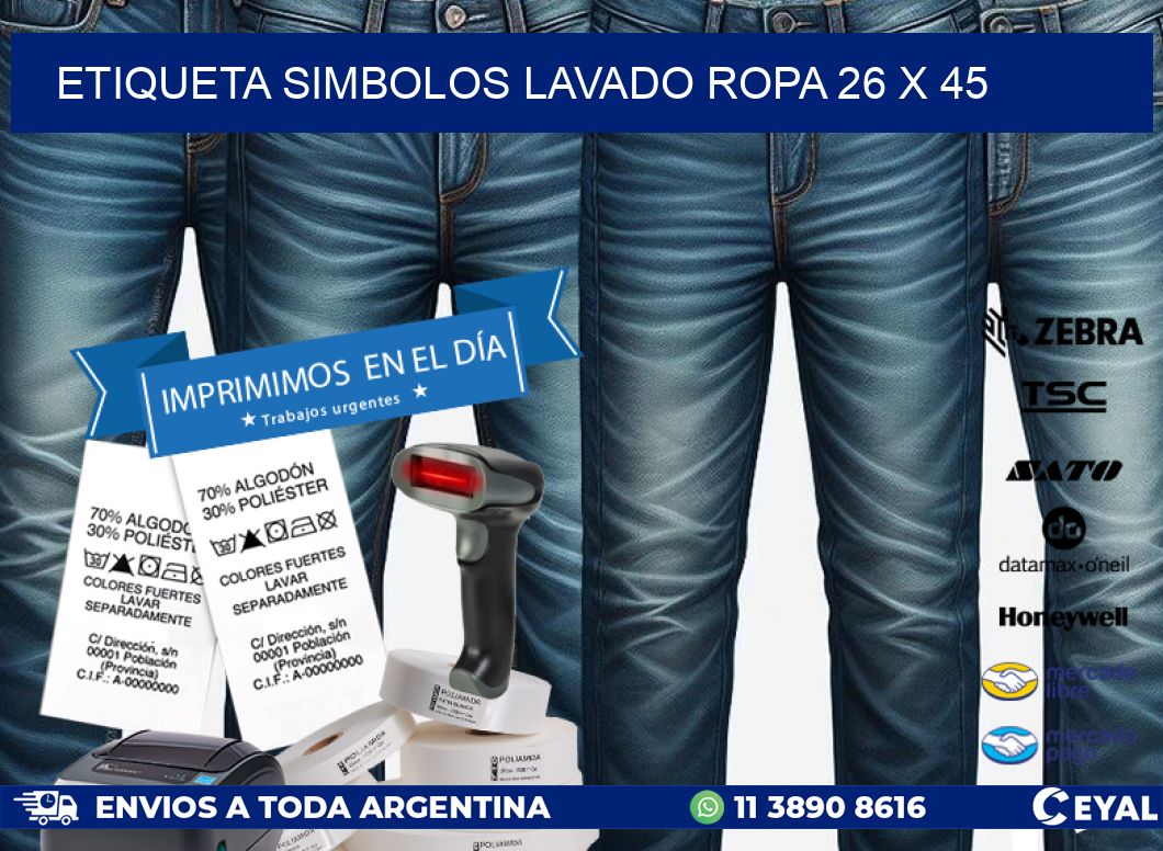 ETIQUETA SIMBOLOS LAVADO ROPA 26 x 45