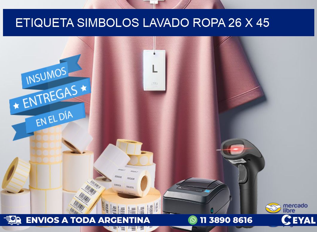 ETIQUETA SIMBOLOS LAVADO ROPA 26 x 45