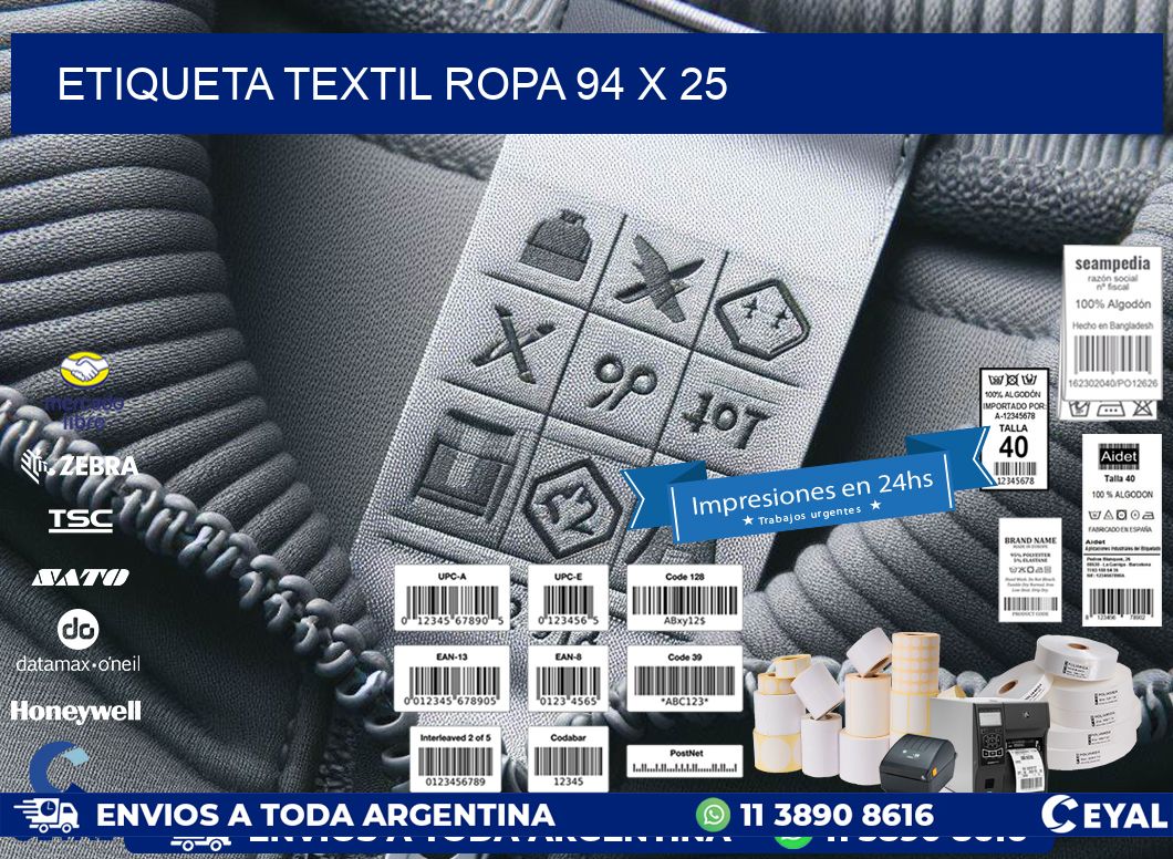 ETIQUETA TEXTIL ROPA 94 x 25