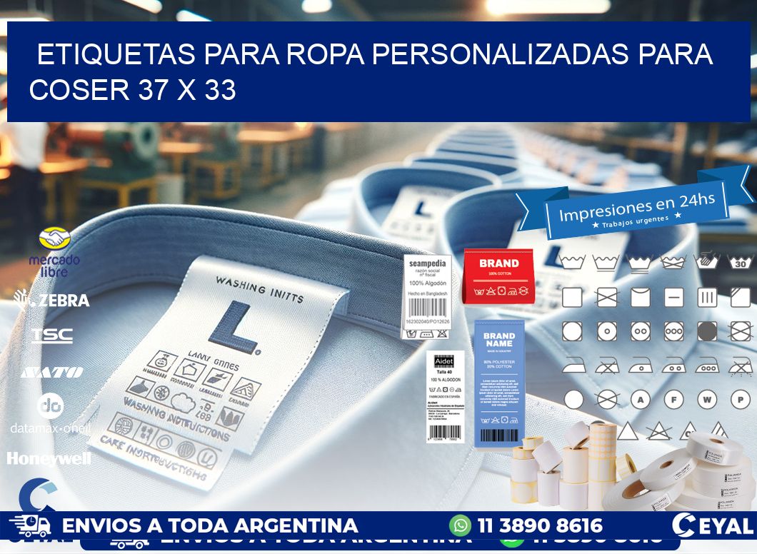 ETIQUETAS PARA ROPA PERSONALIZADAS PARA COSER 37 x 33