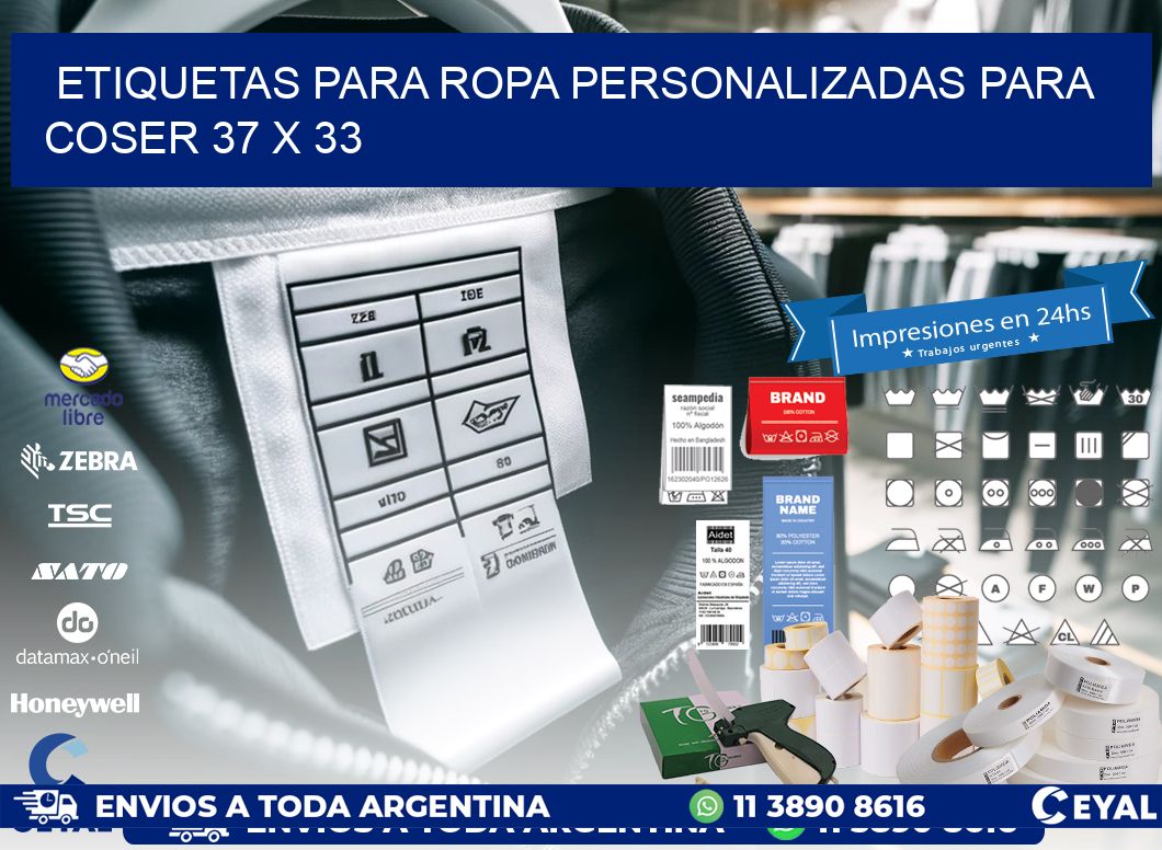 ETIQUETAS PARA ROPA PERSONALIZADAS PARA COSER 37 x 33