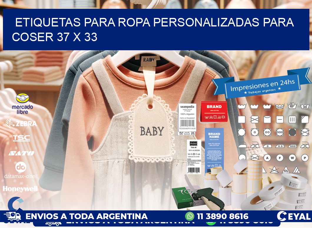 ETIQUETAS PARA ROPA PERSONALIZADAS PARA COSER 37 x 33