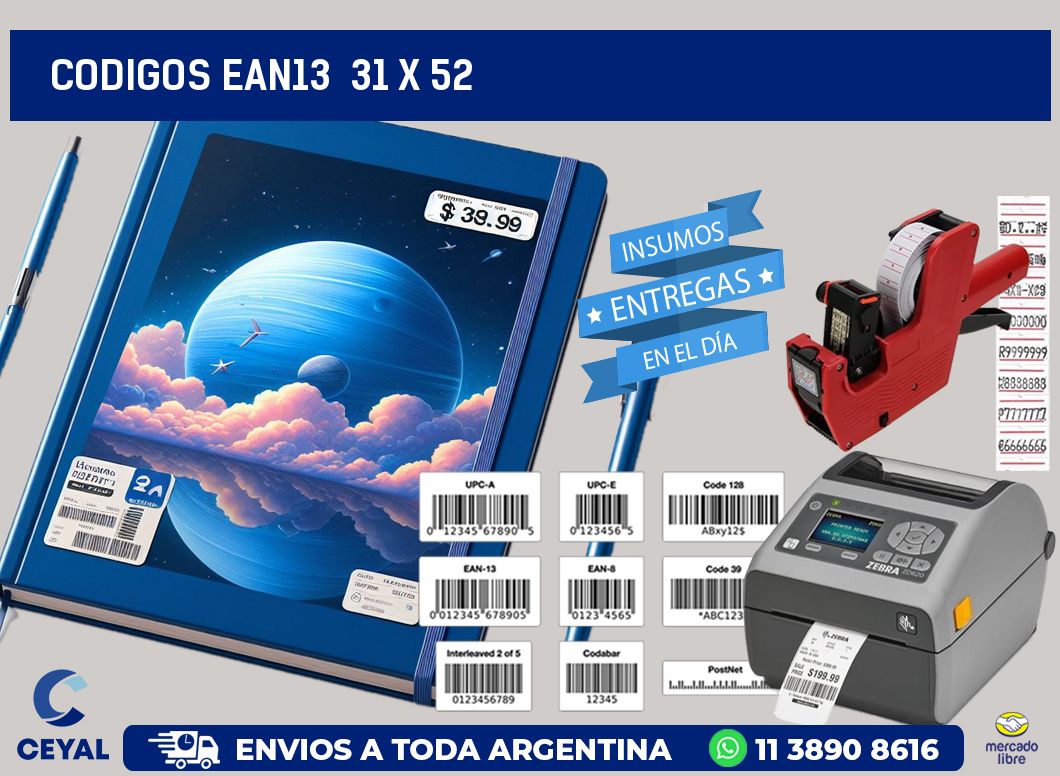 CODIGOS EAN13  31 x 52