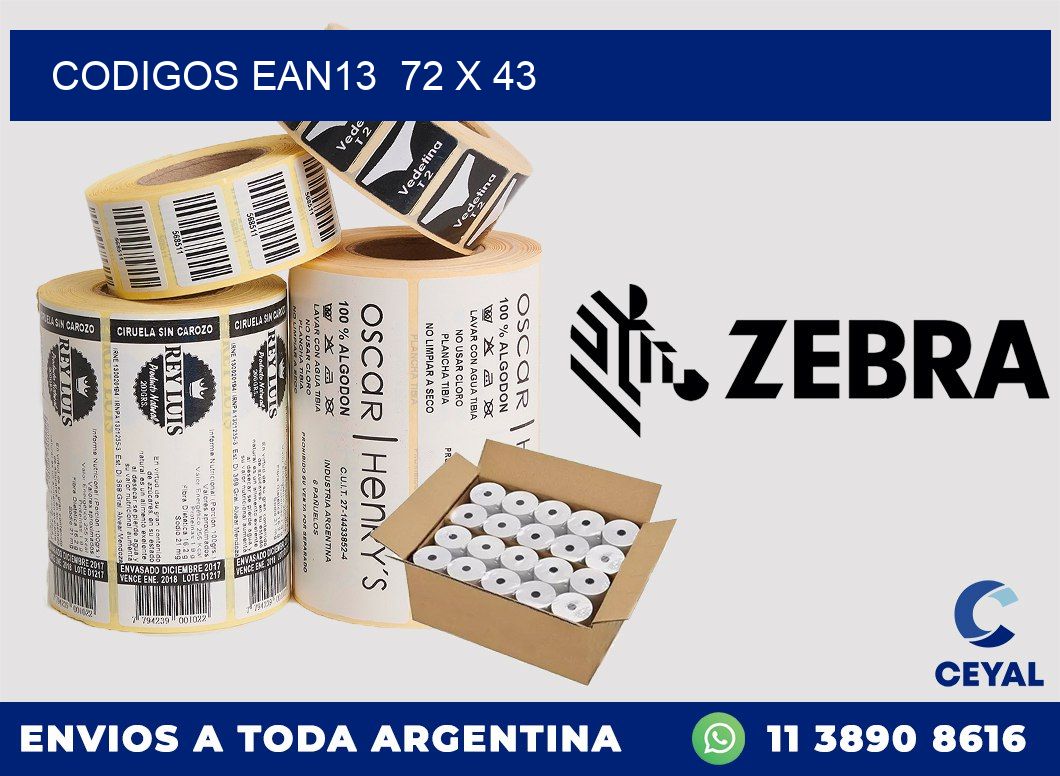 CODIGOS EAN13  72 x 43