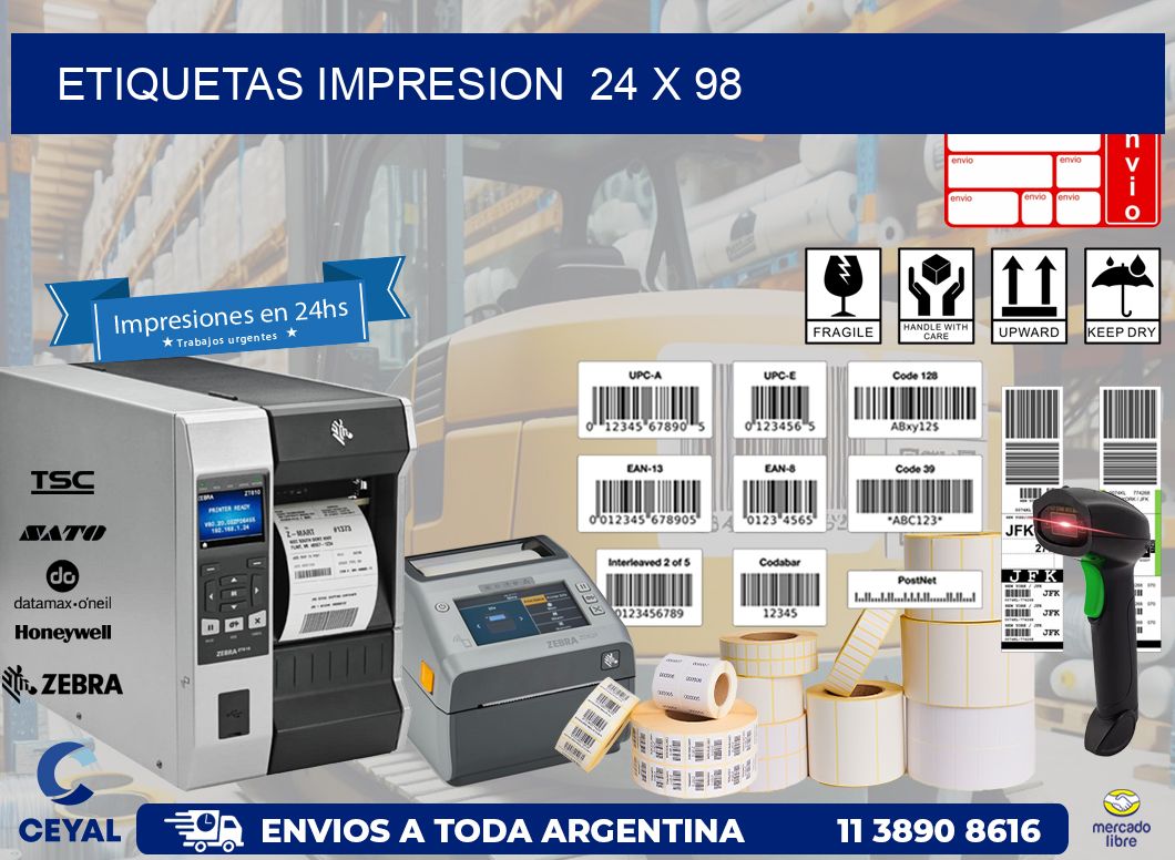 ETIQUETAS IMPRESION  24 x 98