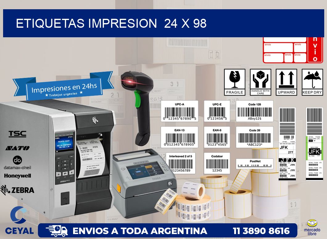 ETIQUETAS IMPRESION  24 x 98