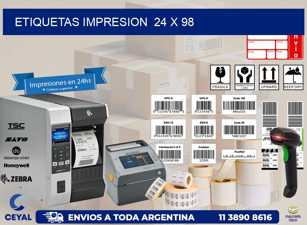 ETIQUETAS IMPRESION  24 x 98